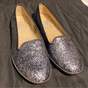 UGG Australia Blue Glitter Alloway Genuine Sheepskin Lined Flats Size 10
